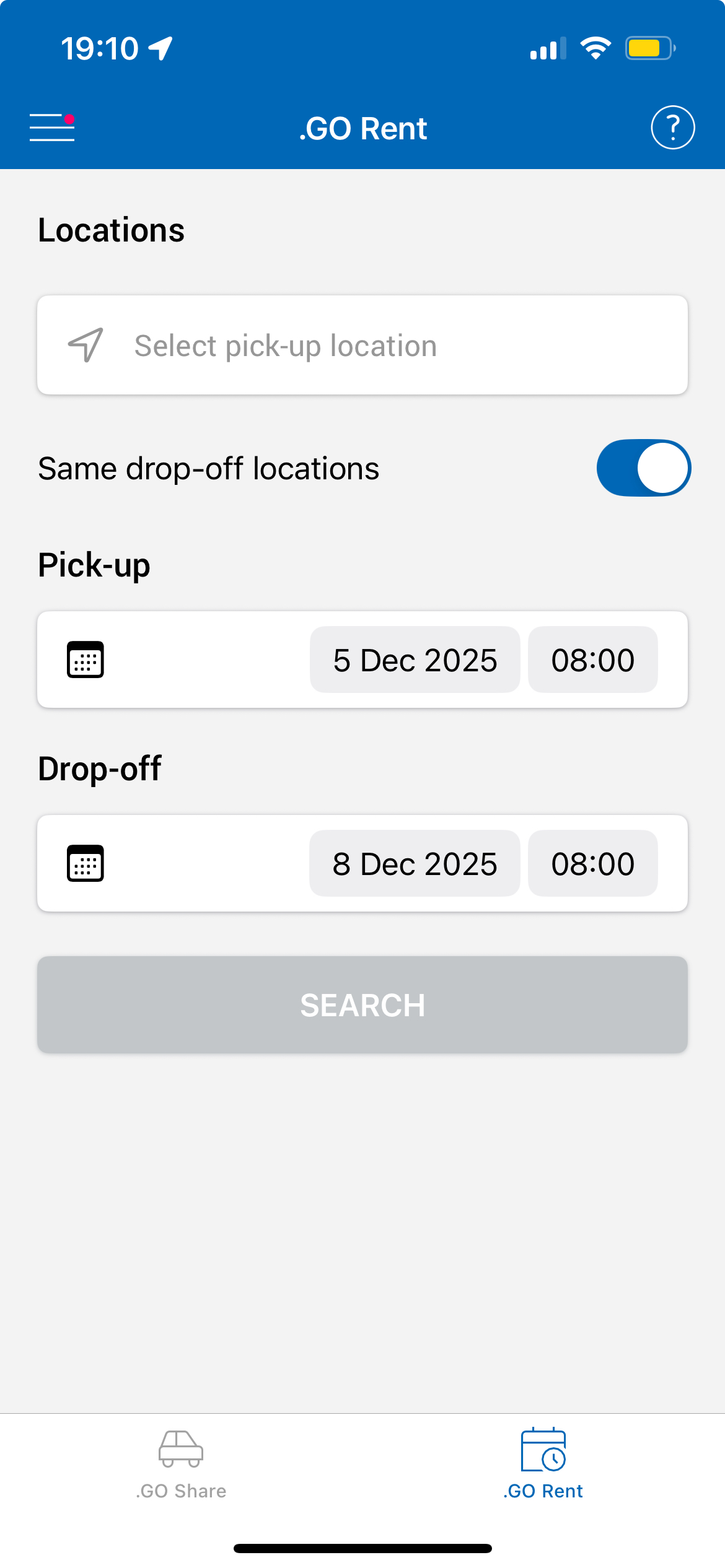 Izberi datum in lokacijo